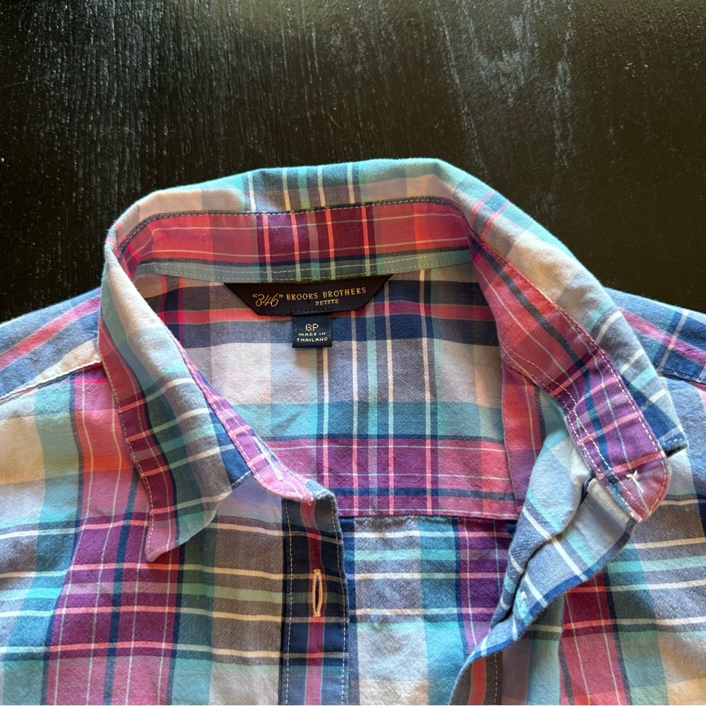 Vintage Retro Iconic Brooks Brothers Blue and Pink Y2K Button Down Size 6P - Picture 4 of 9